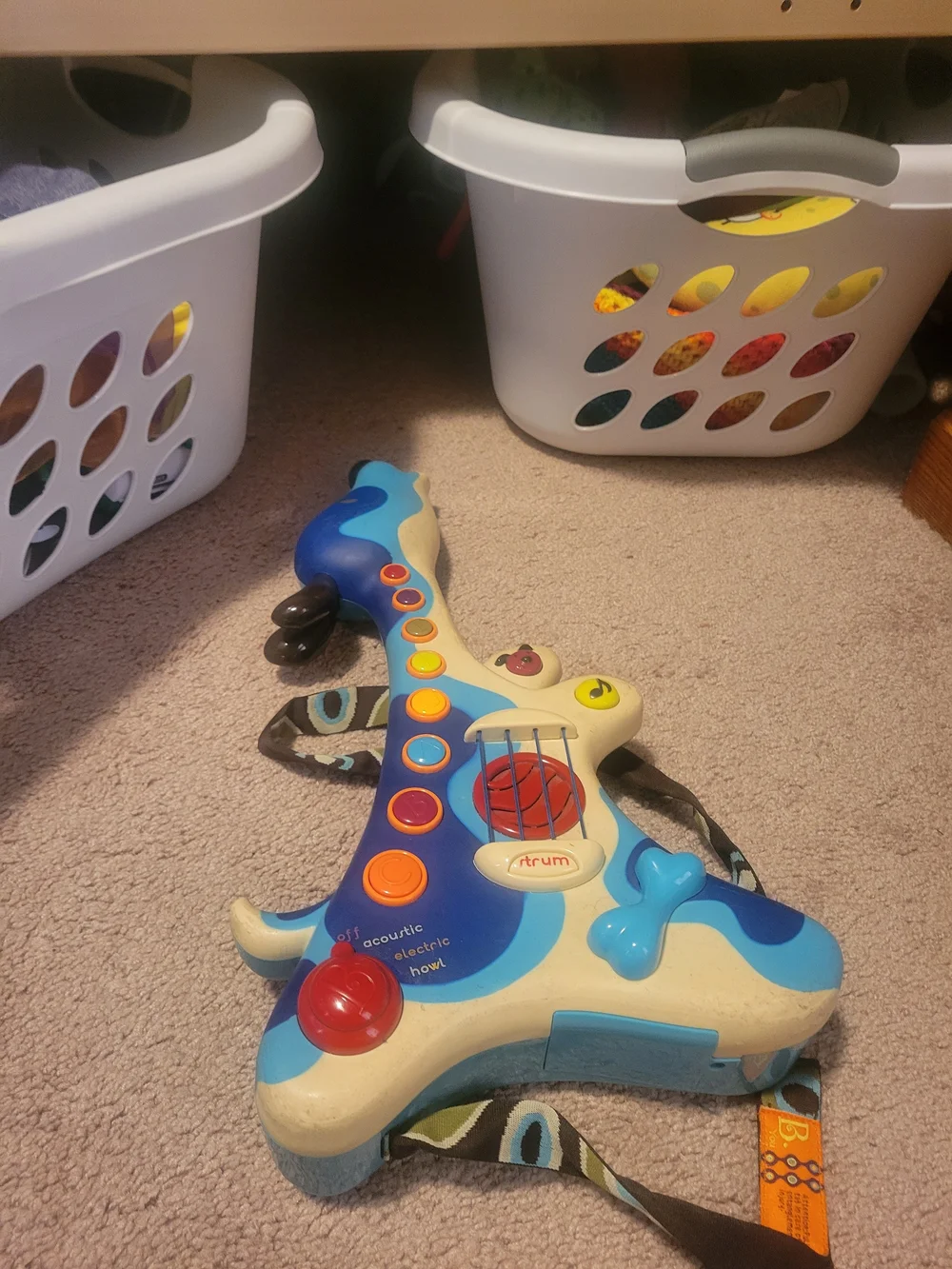 Kids Blue and Cream Electric Toy Dog Guitar